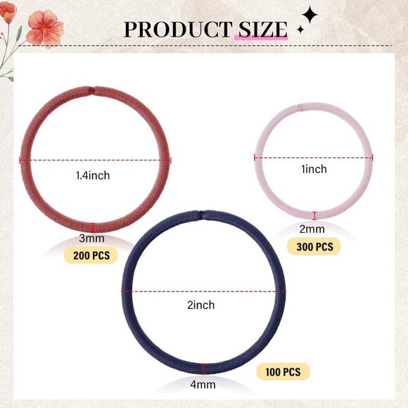 600 Pcs No-metal Hair Ties Bulk Elastic Ponytail Holders for Women Chaos main image 5